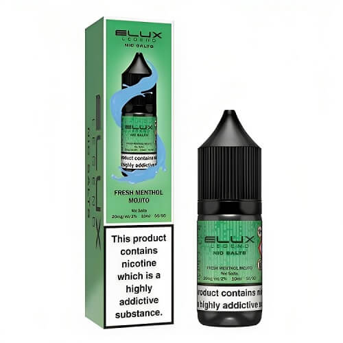 Elux Legend Nic Salt E Liquid 10ml Box of 10, Fresh Menthol Mojito Flavour