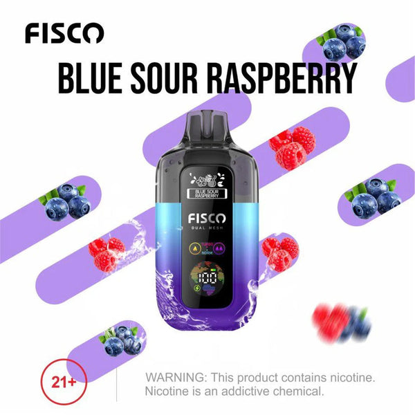 Fisco Point Pro 7000 Puff Pre-Filled Pod Kit - Box of 5 Available In Blue Sour Raspberry Flavour