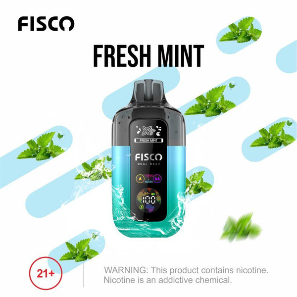 Fisco Point Pro 7000 Puff Pre-Filled Pod Kit - Box of 5 in Fresh Mint Flavour Available