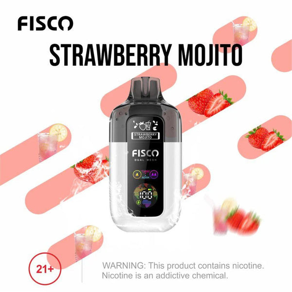 Fisco Point Pro 7000 Puff Pre-Filled Pod Kit - Box of 5 in Strawberry Mojito Flavour Available
