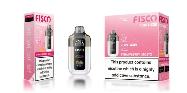 Fisco Point Pro 7000 Puff Pre-Filled Pod Kit - Box of 5 in Strawberry Mojto Flavour Available