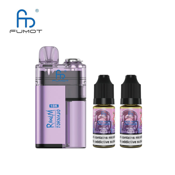 Fumot RandM Tornado 18000 Pre-Filled Pod Kit - Box of 5 in Blie Razz Lemonade Flavour at UK Vaper Wholesale