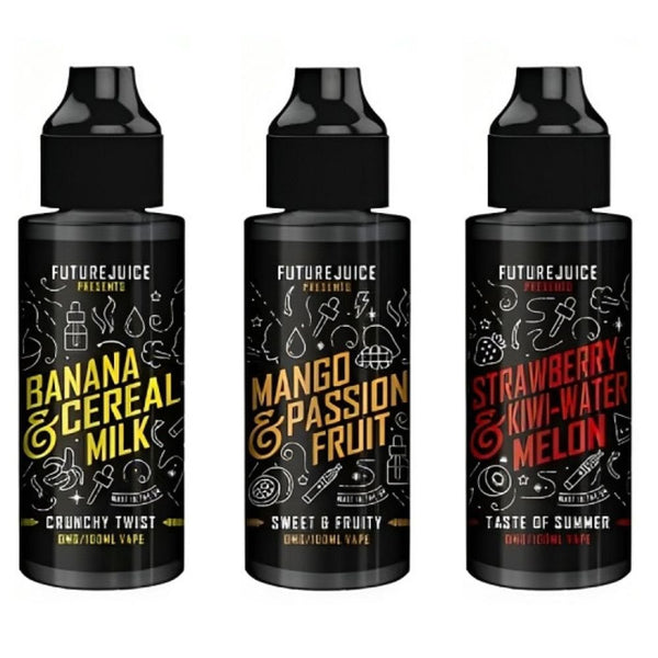 Future Juice 100ml Shortfil E Liquid, Banana Cereal Milk, Mango Passion Fruit, Strawberry Kiwi Water Melon Flavour