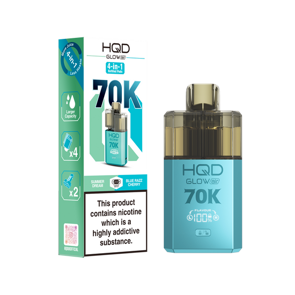 Image Of HQD Glow Air 70k, 70000 Puffs Prefilled Vape kit - Box of 5