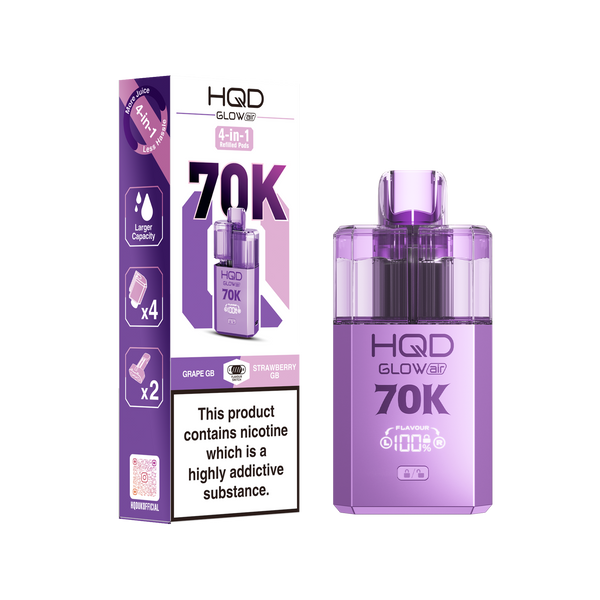 Image Of HQD Glow Air 70k, 70000 Puffs Prefilled Vape kit - Box of 5