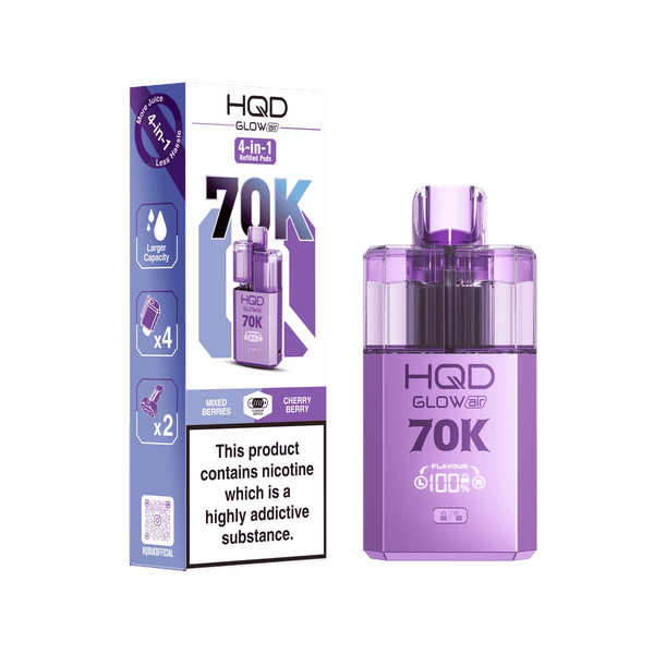 Image Of HQD Glow Air 70k, 70000 Puffs Prefilled Vape kit - Box of 5