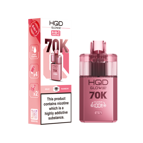 Image Of HQD Glow Air 70k, 70000 Puffs Prefilled Vape kit - Box of 5