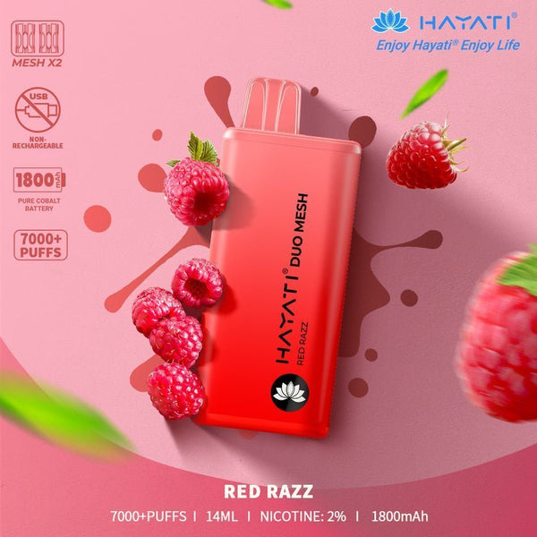Hayati Duo Mesh 7000 Puffs Disposable Vape - Box of 10 - Flavour