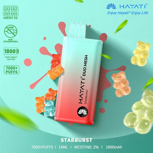 Hayati Duo Mesh 7000 Puffs Disposable Vape - Box of 10 - Flavour