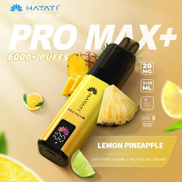 Hayati Pro Max Plus 6000 Vape Box of 5, Lemon Pineapple Flavour