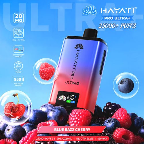 Hayati Pro Ultra Plus 25000 Prefilled Pod Kit Box of 5, Blue Raz Cherry Flavour