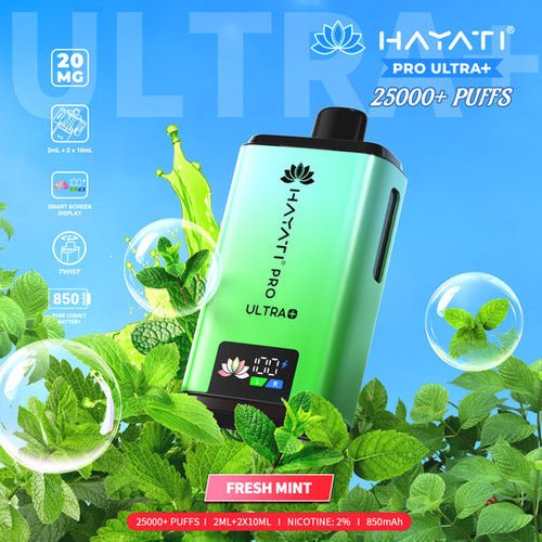 Hayati Pro Ultra Plus 25000 Prefilled Pod Kit Box of 5 - Fresh Mint Flavour at UK Vaper Wholesale
