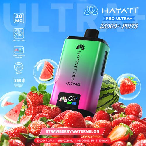 Hayati Pro Ultra Plus 25000 Prefilled Pod Kit Box of 5, Strawberry Watermelon Flavour