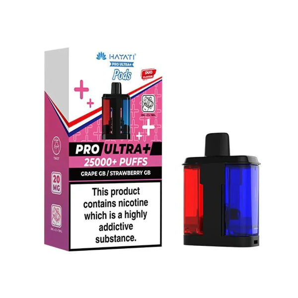 Hayati Pro Ultra Plus 25k Prefilled Pods Box of 5, Grape GB, Strawberry GB Flavour