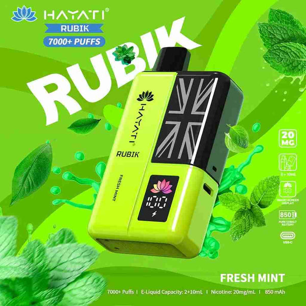 Hayati Rubik 7000 Puffs Disposable Vape Box of 5 - Flavour Fresh Mint