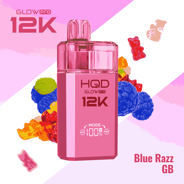 HQD Glow Pro 12k Prefilled vape Pod Kits with Blue Razz Gb flavour