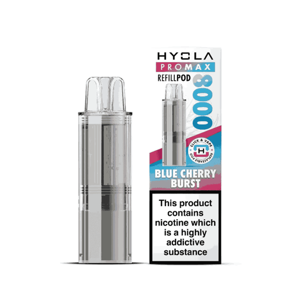 Hyola Pro Max 8000 Prefilled Replacement Pod Box of 5, Blue Cherry Burst Flavour