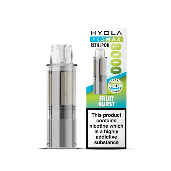 Hyola Pro Max 8000 Prefilled Replacement Pod Box of 5 available in Fruit Burst Flavour