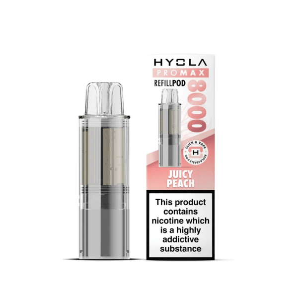 Hyola Pro Max 8000 Prefilled Replacement Pod Box of 5 available in Juicy Peach Flavour