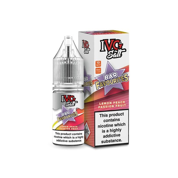 IVG Bar Favourites Nic Salt 10ml Pack of 10 Available In Lemon Peach Passion Fruit Flavour