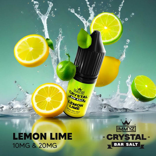 IMMYZ Crystal Bar Nic Salt 10ml E-liquid 10 & 20MG Pack of 10 - with Lemon Lime flavour
