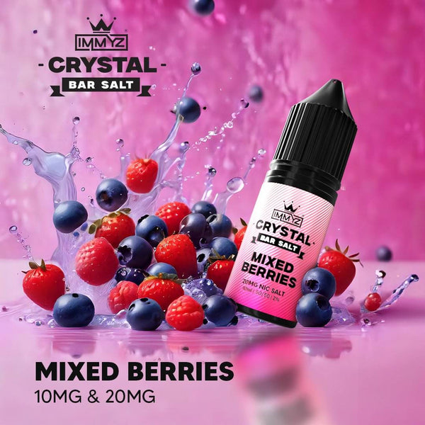 IMMYZ Crystal Bar Nic Salt 10ml E-liquid 10 & 20MG Pack of 10 - with Mixed Berries flavour