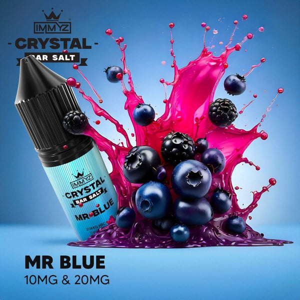 IMMYZ Crystal Bar Nic Salt 10ml E-liquid 10 & 20MG Pack of 10 - with Mr Blue flavour