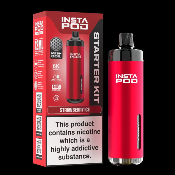 Image Of Insta Pod 6000 Prefilled Pod Vape Kit - Box of 5, Strwaberry Ice Flavour