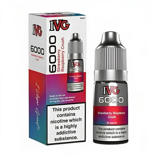 IVG 6000 Nic Salt 10ml Pack of 10 Available In Strawberry Raspberry Crush Flavour