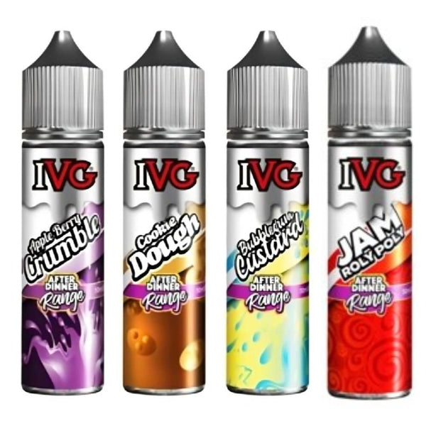 IVG After Dinner Range 50ml Shortfill E Liquid, Apple Berry Crumble, Cookie Dough, Bubblegum Custurd Flavour