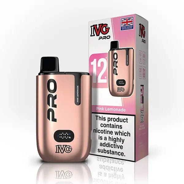 IVG Pro 12 10000 Prefilled Pod Kit - Box of 5 in Pink Lemonade Flavour available at UK Vaper Wholesale