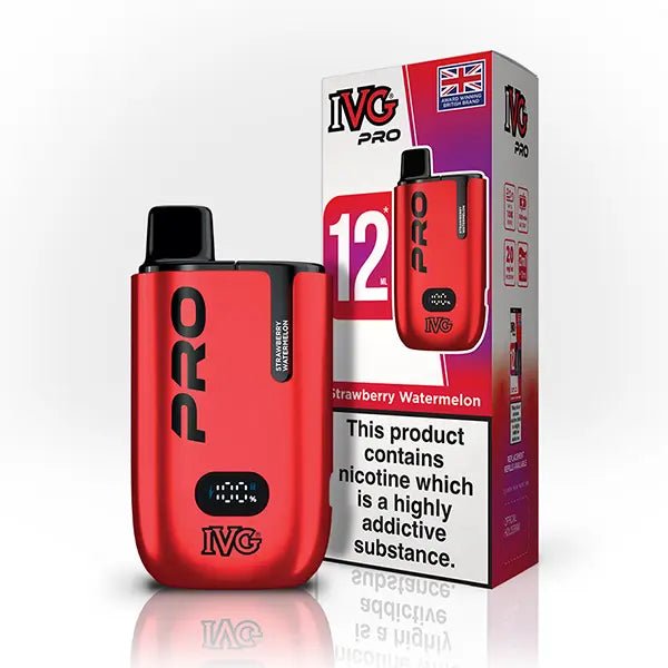 IVG Pro 12 10000 Prefilled Pod Kit - Box of 5 in Strawberry Watermelon Flavour available at UK Vaper Wholesale