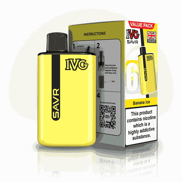IVG SAVR 3000 Disposable Starter Vape - Pack of 5 - with Banana Ice flavour