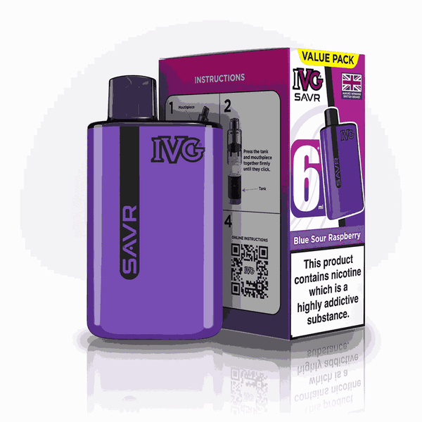 IVG SAVR 3000 Disposable Starter Vape - Pack of 5 - Blue Sour Raspberry flavour