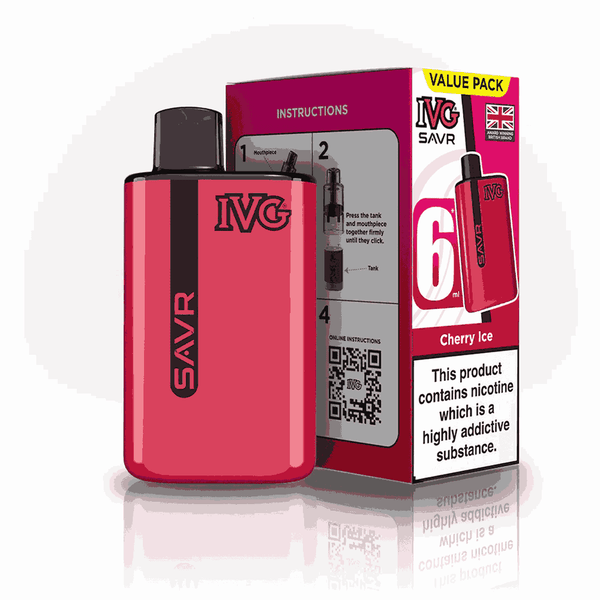 IVG SAVR 3000 Disposable Starter Vape - Pack of 5 - with Cherry Ice flavour