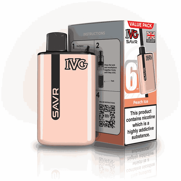 IVG SAVR 3000 Disposable Starter Vape - Pack of 5 - with Peach Ice flavour