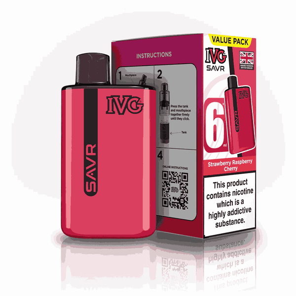 IVG SAVR 3000 Disposable Starter Vape - Pack of 5 - with Strawberry Raspberry Cherry flavour