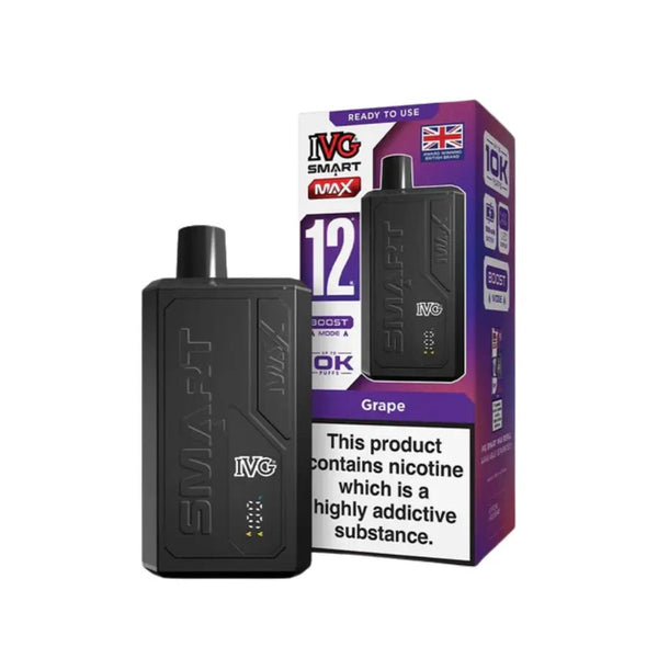IVG Smart Max 10000 Prefilled Pod Vape Kit - Box of 5 available in Grape