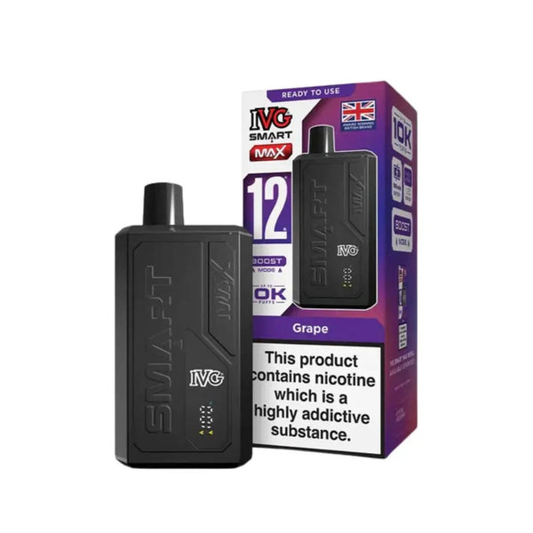 IVG Smart Max 10000 Prefilled Pod Vape Kit - Box of 5 available in Grape