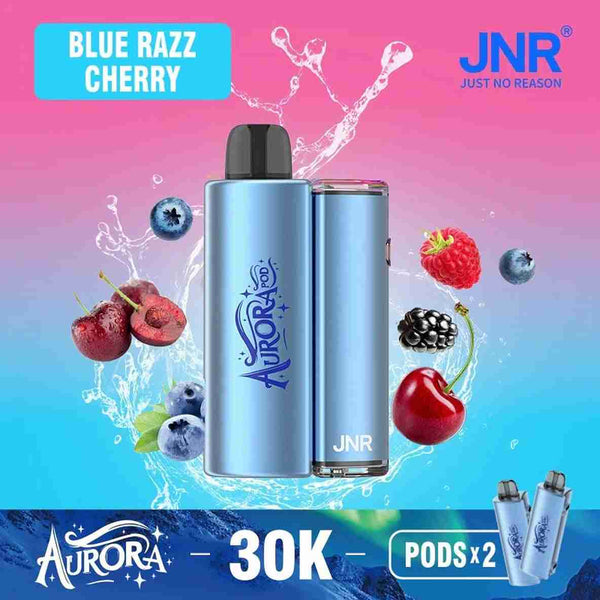Flavour Blue Razz Cherry of JNR Aurora 30k Pod vape Kit - Box of 5 at UK Vaper Wholesale