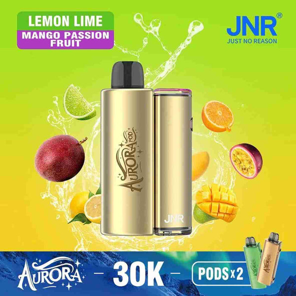 Flavour Lemon Lime & Mango Passion Fruit of JNR Aurora 30k Pod vape Kit - Box of 5 at UK Vaper Wholesale