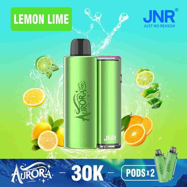 Flavour Lemon Lime of JNR Aurora 30k Pod vape Kit - Box of 5 at UK Vaper Wholesale