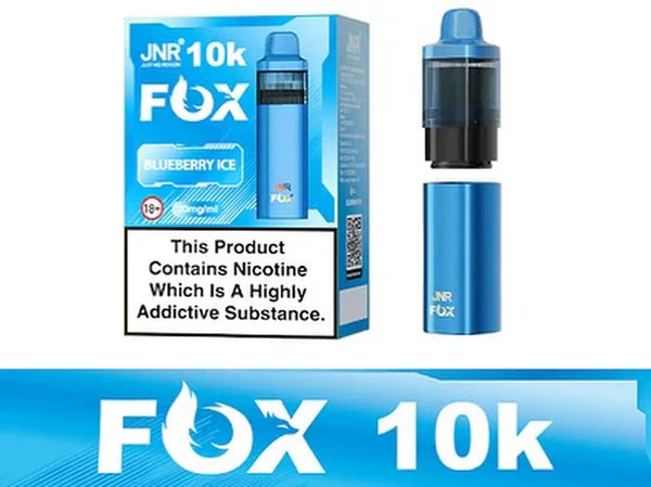 Image Of JNR Fox 10K Puffs Prefilled Pod Vape Kit - Box Of 5 With Flavour BlueBerry Ice
