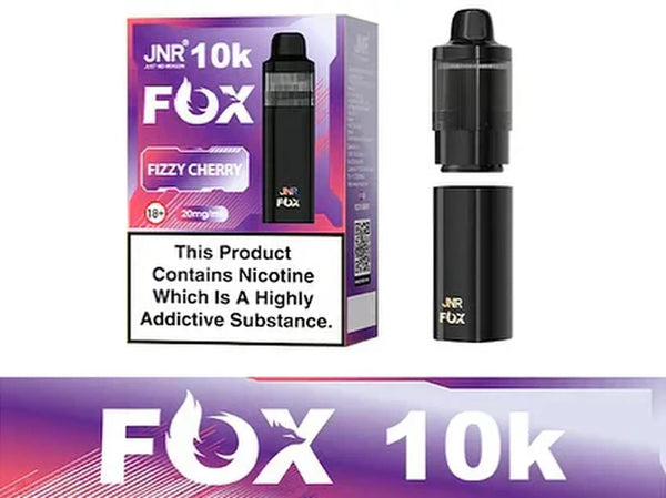 Image Of JNR Fox 10K Puffs Prefilled Pod Vape Kit - Box Of 5 With Flavour Fizzy Cherry