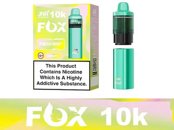 Image Of JNR Fox 10K Puffs Prefilled Pod Vape Kit - Box Of 5 With Flavour Fresh Mint