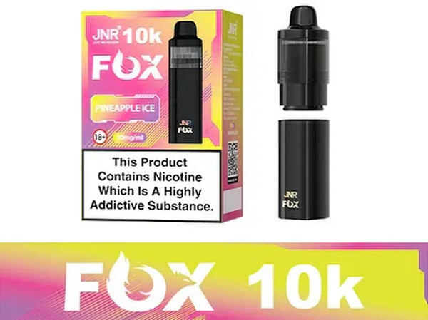 Image Of JNR Fox 10K Puffs Prefilled Pod Vape Kit - Box Of 5 With Flavour Pineapple Ice