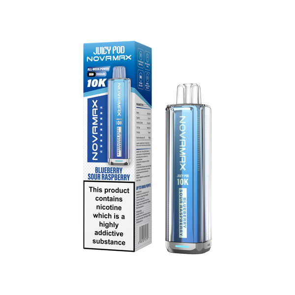 Juicy Pod Novamax 10k Prefilled Pod Vape Kit - Pack of 5 available in Blue Sour Raspberry Flavour