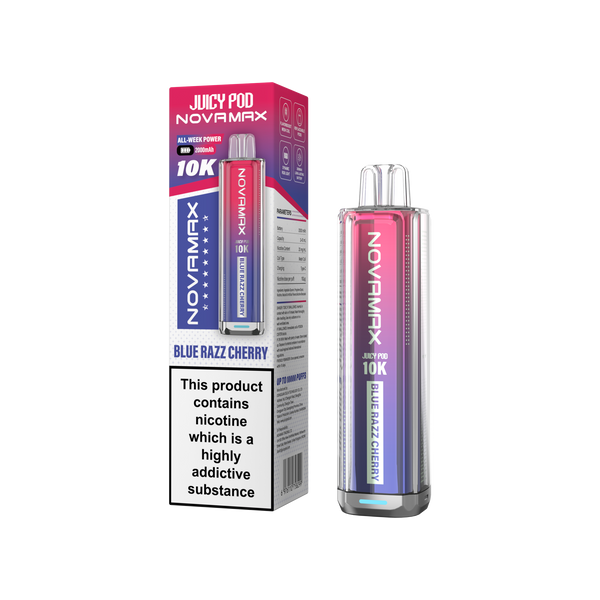 Juicy Pod Novamax 10k Prefilled Pod Vape Kit - Pack of 5 available in Blue Razz Cherry Flavour