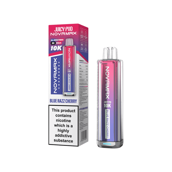 Juicy Pod Novamax 10k Prefilled Pod Vape Kit - Pack of 5 available in Blue Razz Cherry Flavour