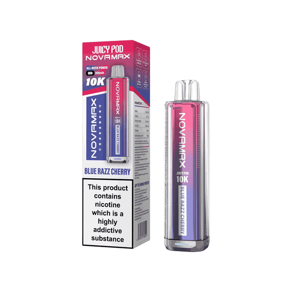 Juicy Pod Novamax 10k Prefilled Pod Vape Kit - Pack of 5 available in Blue Razz Cherry Flavour